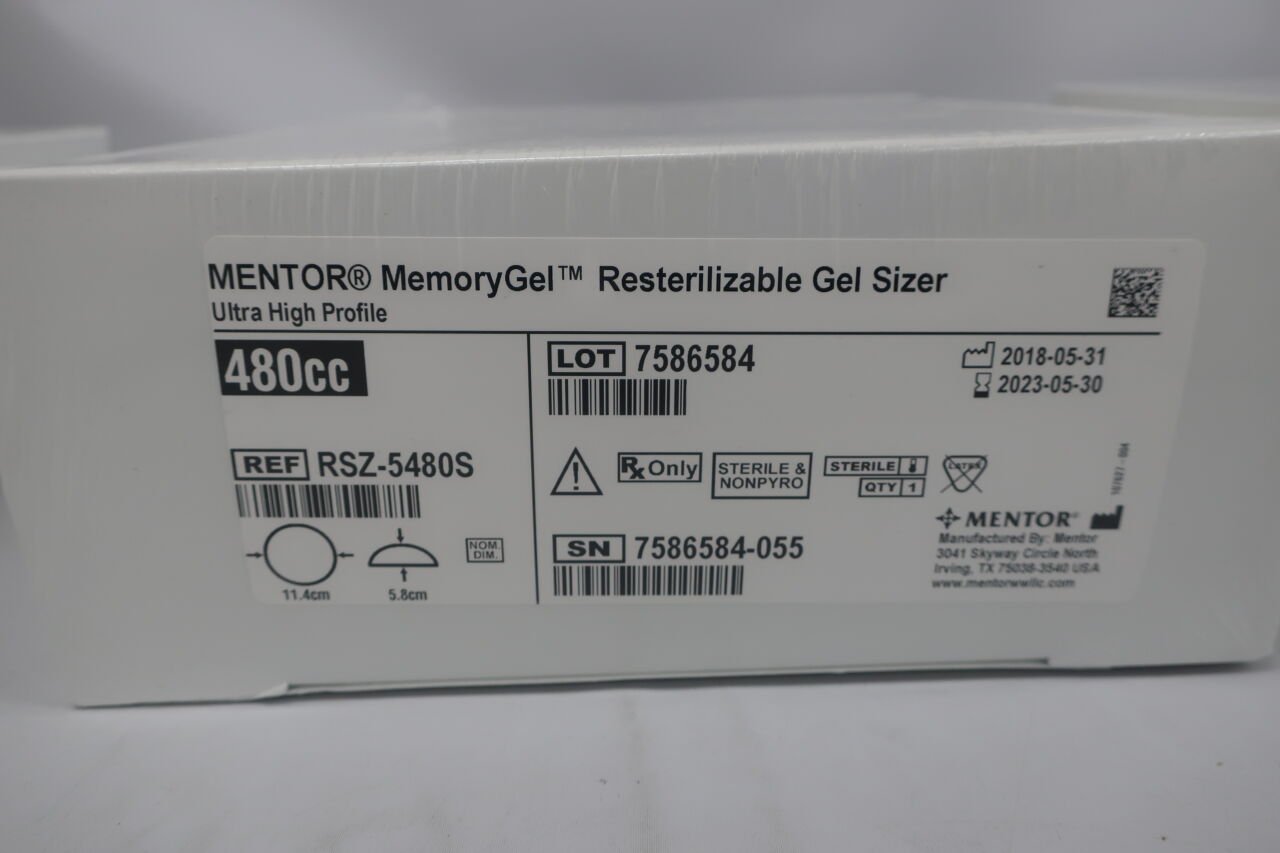 RSZ-5480S - MENTOR - MemoryGel Ultra High Profile, UH 480cc Gel Sizer, (BX/1) - ( Expiry Date: 2023-05-30 )