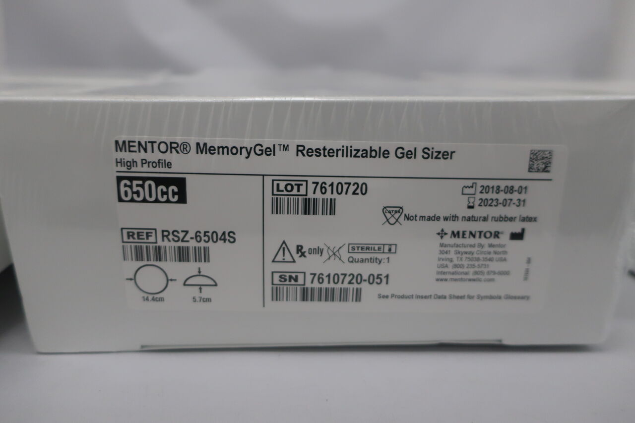 RSZ-6504S - MENTOR - MemoryGel High Profile, HP 650cc Gel Sizer, (BX/1) - ( Expiry Date: 2023-07-31 )