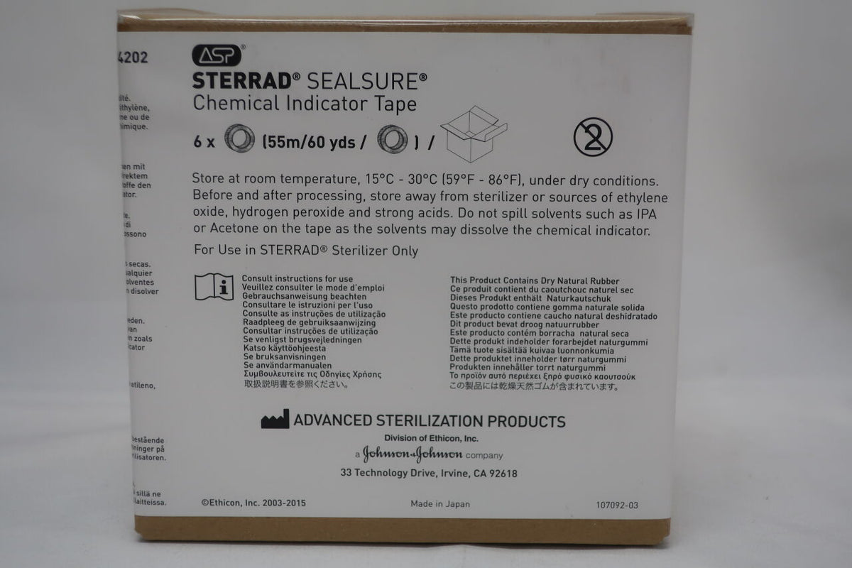 14202 - ASP - sterrad sealsure chemical indicator tape 55m - 60yds, (BX/6)