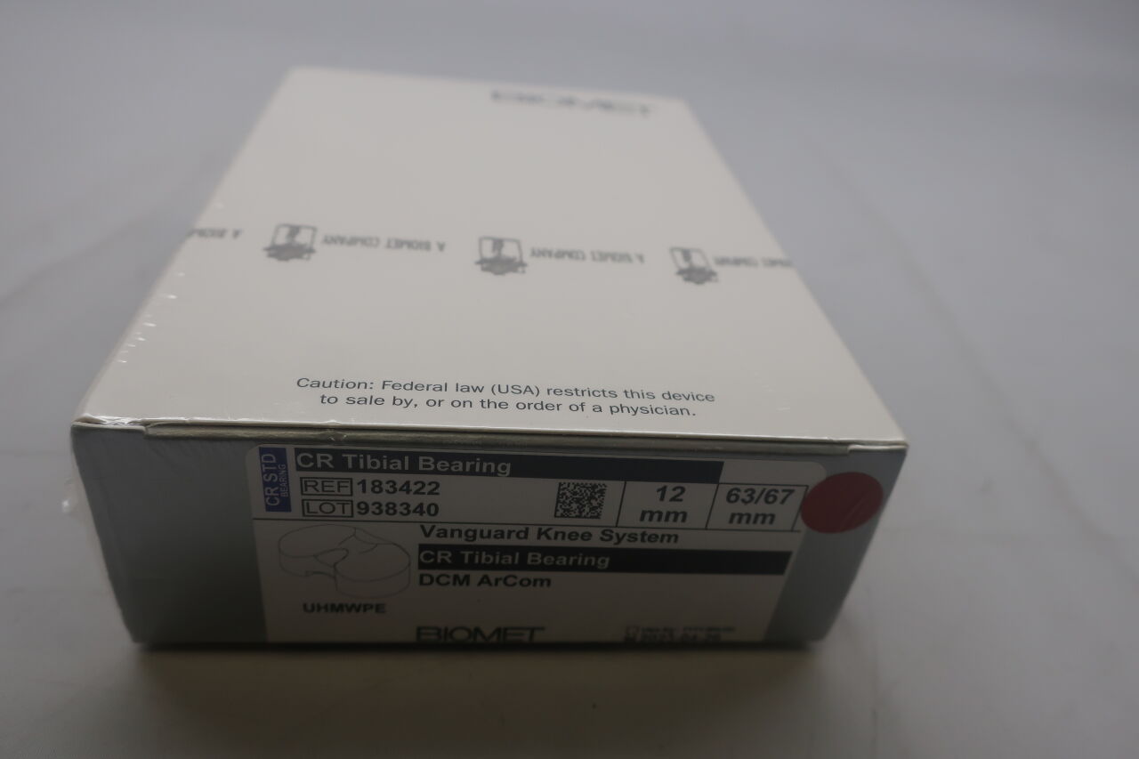 183422 - BIOMET - CR Tibial Bearing Vanguard CR Tib Bearing 63/67 x 12mm, (BX/1) - ( Expiry Date: 2023-04-26 )