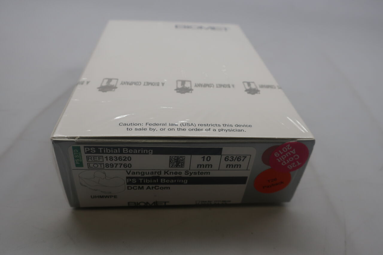183620 - BIOMET - PS TIBIAL BEARING Vanguard PS Tib Bearing 63/67 x 10mm, (BX/1) - ( Expiry Date: 2023-04-17 )