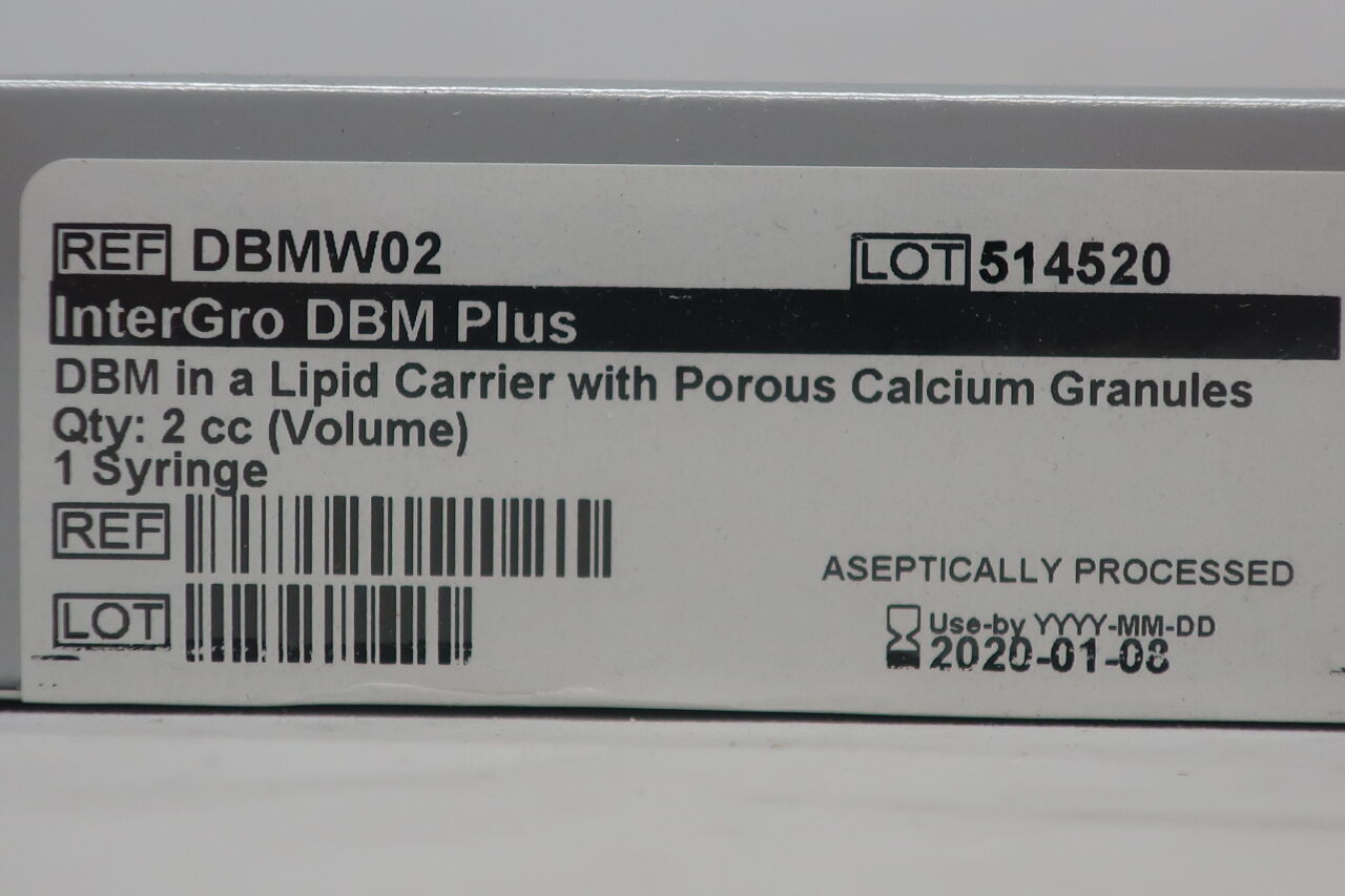DBMW02 - BIOMET - InterGro DBM Plus 2cc , (BX/1) - ( Expiry Date: 2020-01-08 )