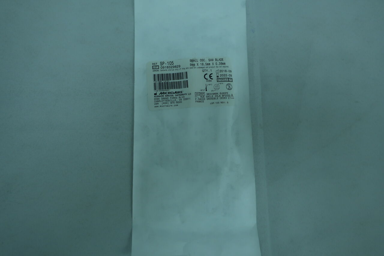 SP-105 - MICRO-AIRE - Oscillating + Sagittal Saw Blade, 18.5 Usable Length x 9 mm Width, 0.38 mm Thickness, (EA) - ( Expiry Date: 2022-09-07 )
