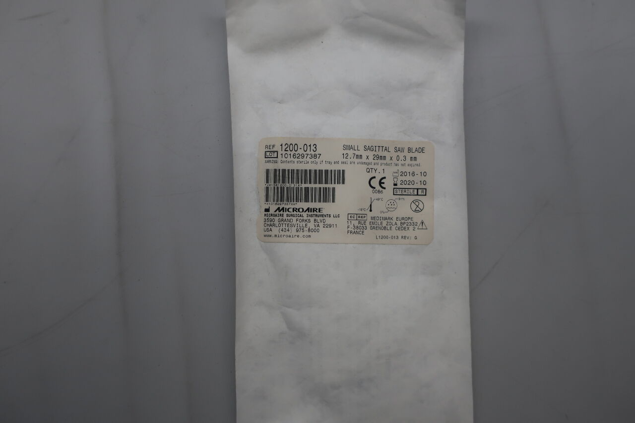 1200-013 - MICRO-AIRE - Small sagittal saw blade 12.7mm x 29mm x 0.3mm, (EA) - ( Expiry Date: 2020-10-07 )