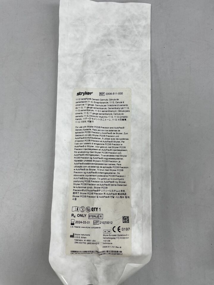 0306-511-000 - STRYKER - VertePort Cement Cannula 11G, () - ( Expiry Date: 2024-03-01 )