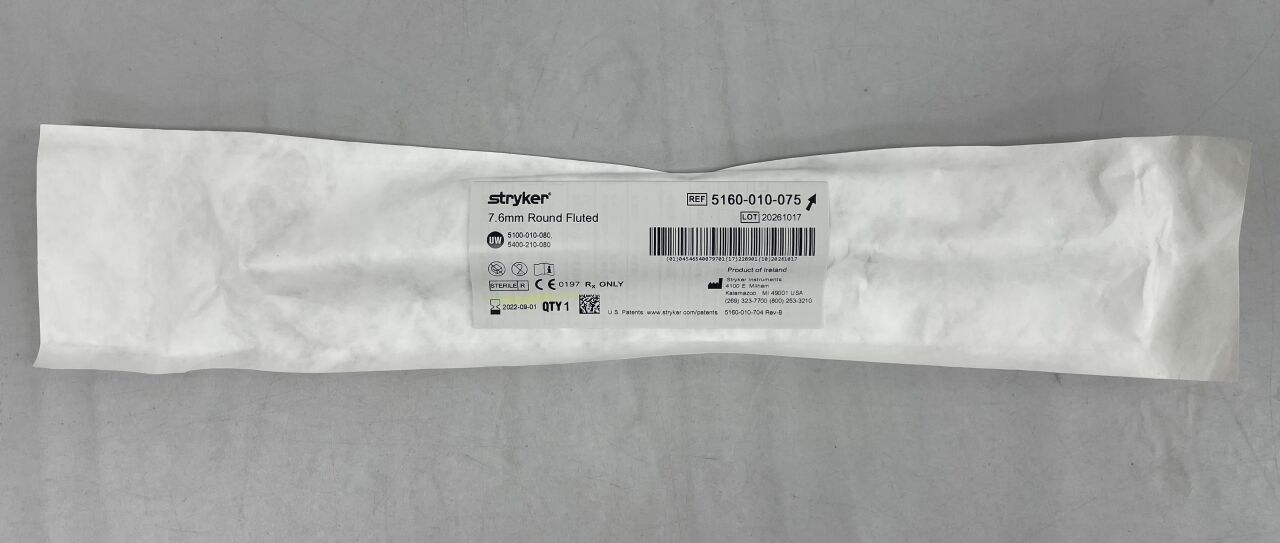 5160-010-075 - STRYKER - Round Fluted Cranial Burr 7.6mm , (EA) - ( Expiry Date: 2022-09-01 )