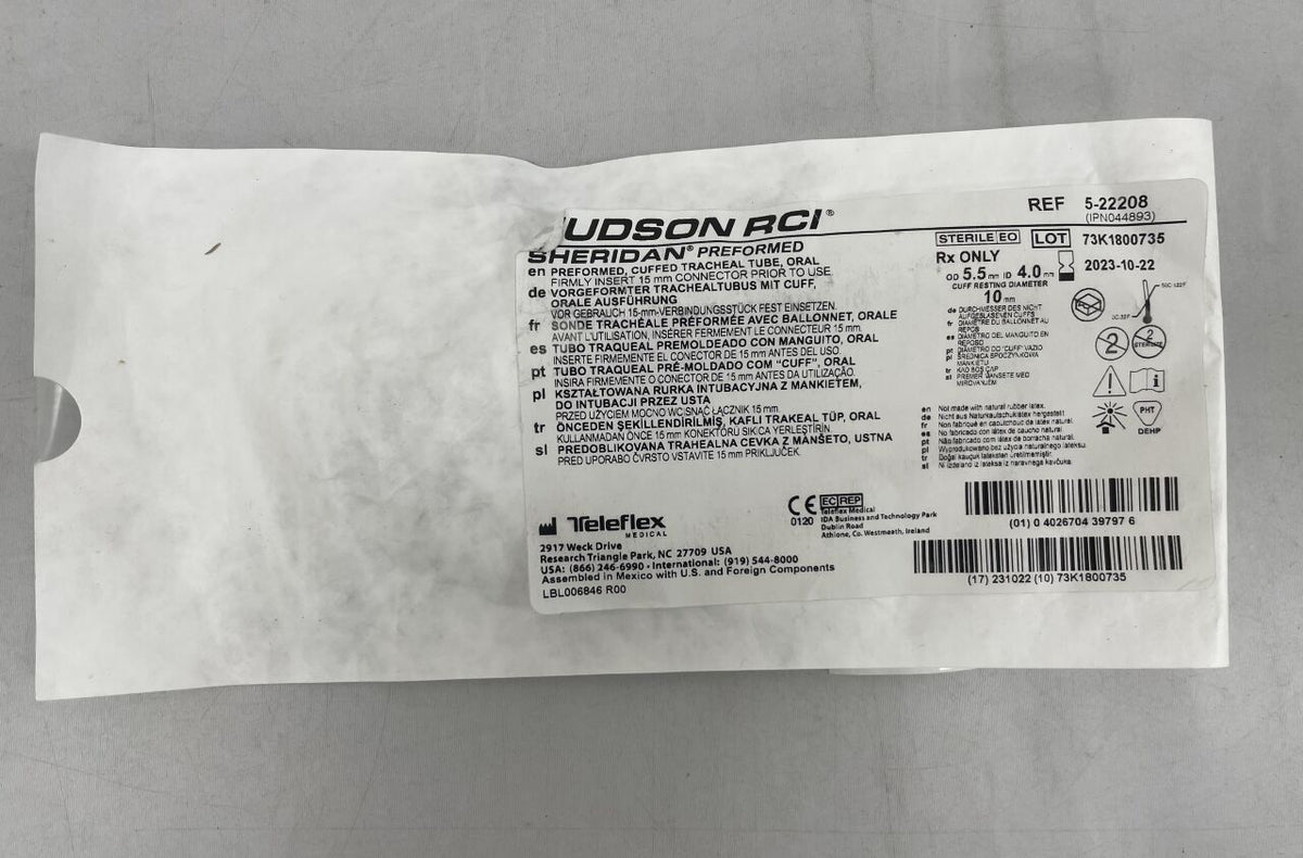 5-22208 - TELEFLEX - hudsoon rci et sheridan preformed cuffed tracheal tube oral, 4.0, (EA)