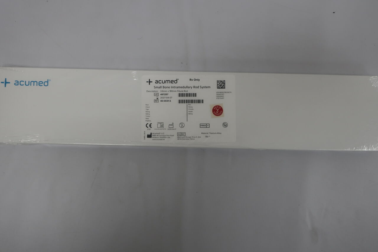 40-0031-s - ACUMED - 3.6mm x 180mm Fibula Rod, (BOX /1) - ( Expiry Date: 2022-01-01 )