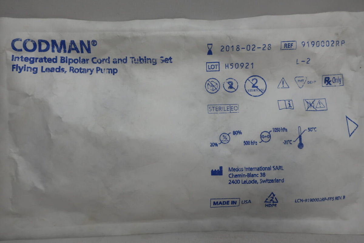 9190002RP - CODMAN - Integrated Bipolar Cord & Tubing Set, Flying Leads, Rotary Pump, ()