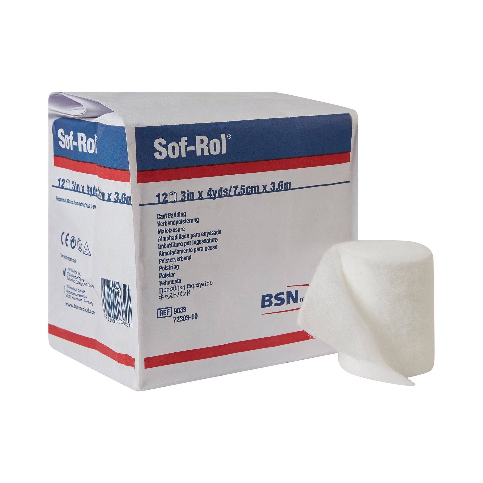 4890 - Sof-Rol - Cast Padding Undercast Sof-Rol 3 Inch x 4 Yard Rayon NonSterile 9033 Bag of 12, (BG)