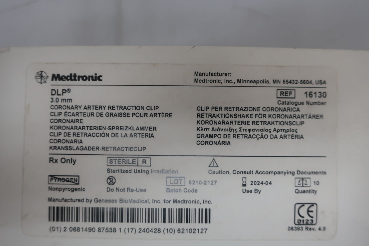 16130 - MEDTRONIC - DLP Coronary Artery Retraction Clip 3mm, (BX/10) - ( Expiry Date: 2024-04-28 )