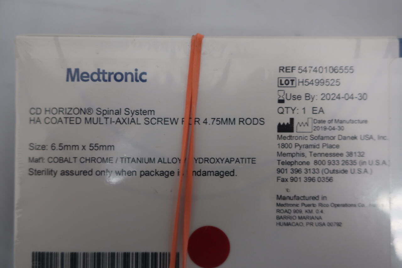 54740106555 - MEDTRONIC - ha coated multi-axial screw for 4.75mm rods , (BX/1) - ( Expiry Date: 2024-04-30 )