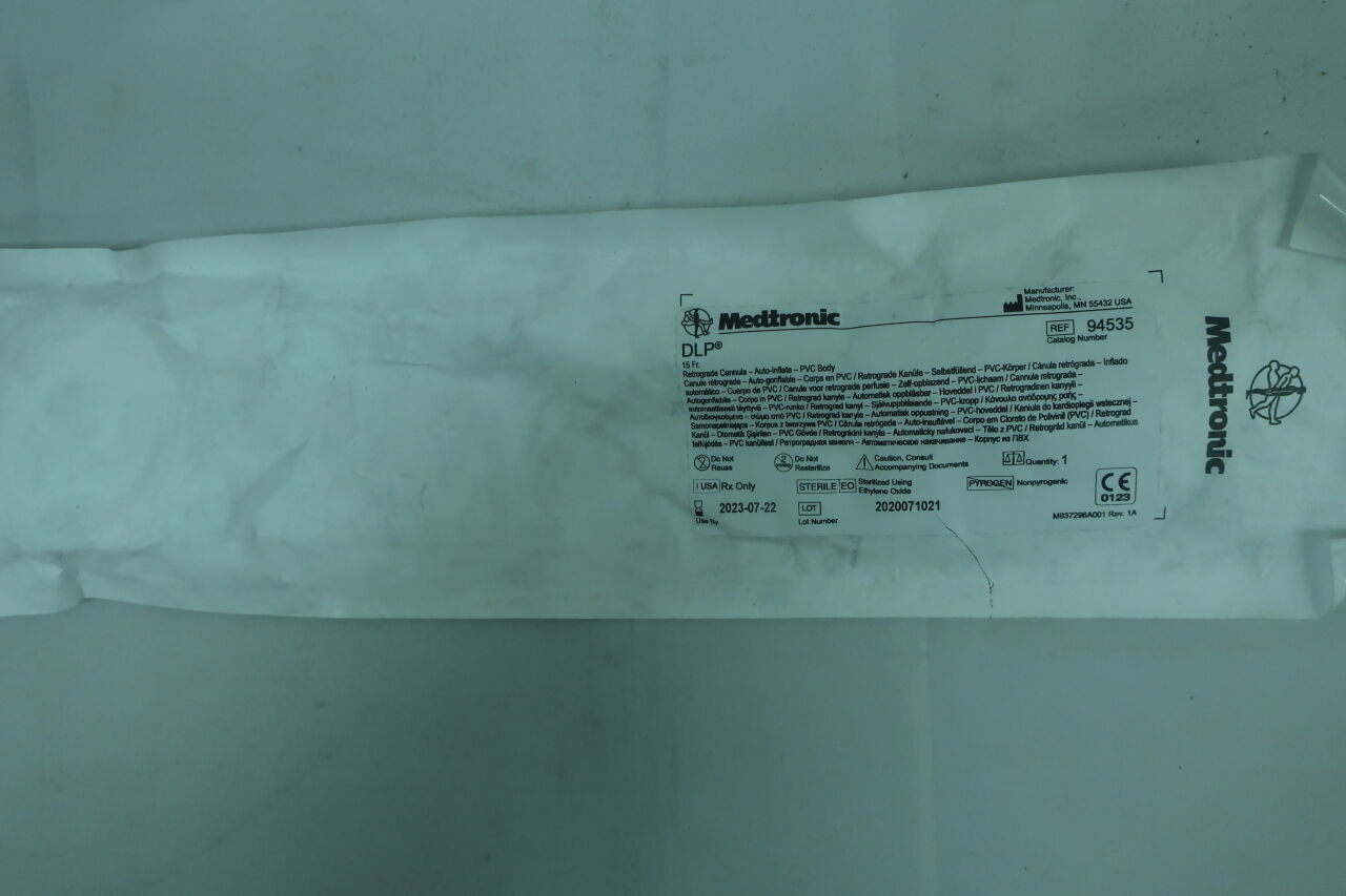 94535 - MEDTRONIC - DLP Adult PVC RCSP Cannula with Auto-Inflate Cuff, 15 Fr x 27.9 cm Length, (EA) - ( Expiry Date: 2023-01-31 )