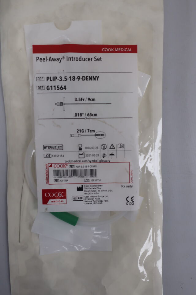 G11564 - COOK - Peel-Away Introducer Set - PLIP-3.5-18-9-DENNY - 3.5Fr x 9cm, (EA) - ( Expiry Date: 2024-03-28 )