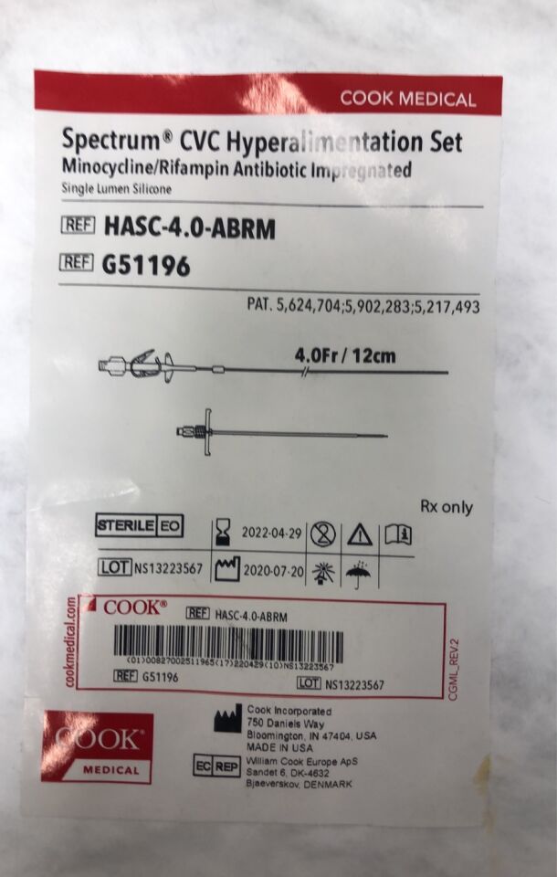 G51196 - COOK - Spectrum Peel-Away Catheter with ABRM, 4 Fr, 12 cm, (EA) - ( Expiry Date: 2022-04-29 )