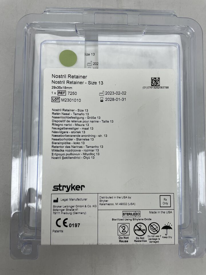 7250 - STRYKER - Nostril Retainer - Size 13 , ( EA ) - ( Expiry Date : 2028-01-31 )