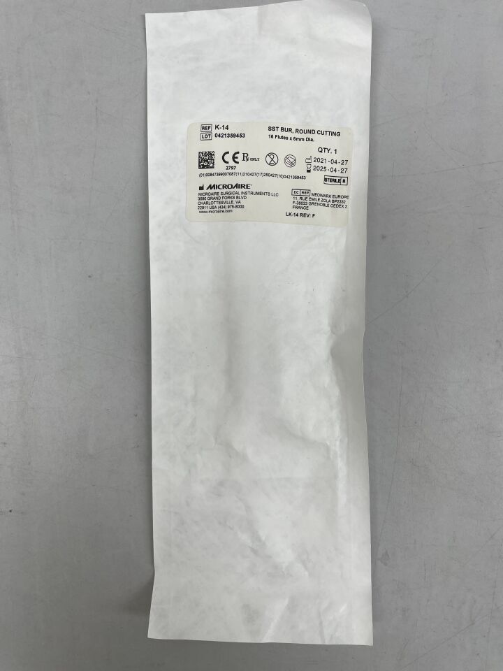 K-14 - MICRO-AIRE - 不鏽鋼圓頭銑刀,16 刃 x 6mm 直徑,(EA)-(效期至:2025-04-27)