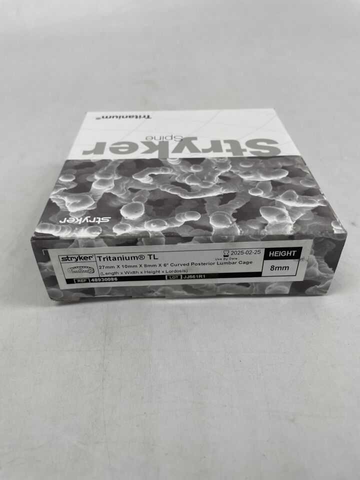 48930086 - STRYKER - Tritanium TL 27mm x 10mm x 8mm x 6 Curved Posterior Lumbar Cage 8mm height , ( BX/1 ) - ( Expiry Date : 2025-02-25 )