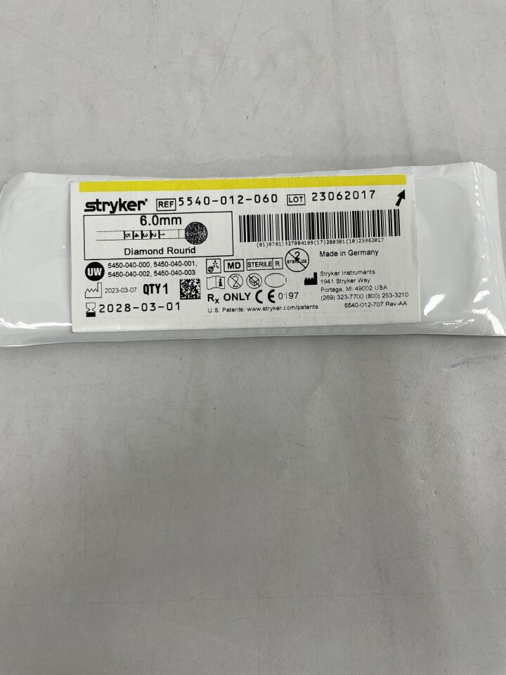 5540-012-060 - STRYKER - 6.0mm Diamond Round , ( EA ) - ( Expiry Date : 2028-03-01 )