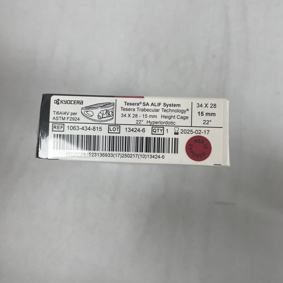 1063-434-815 - KYOCERA - Ti6Al4V Teresa ALIF Implant system 34 X 28, 15mm Height 22° Hyperlordotic , ( BX/1 ) - ( Expiry Date : 2025-02-17 )