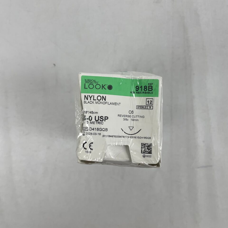 918B - SURGICAL SPECIALTIES - Look Nylon suture, C6 size 5-0, 18"/45cm , ( BX/12 ) - ( Expiry Date : 2028-03-16 )