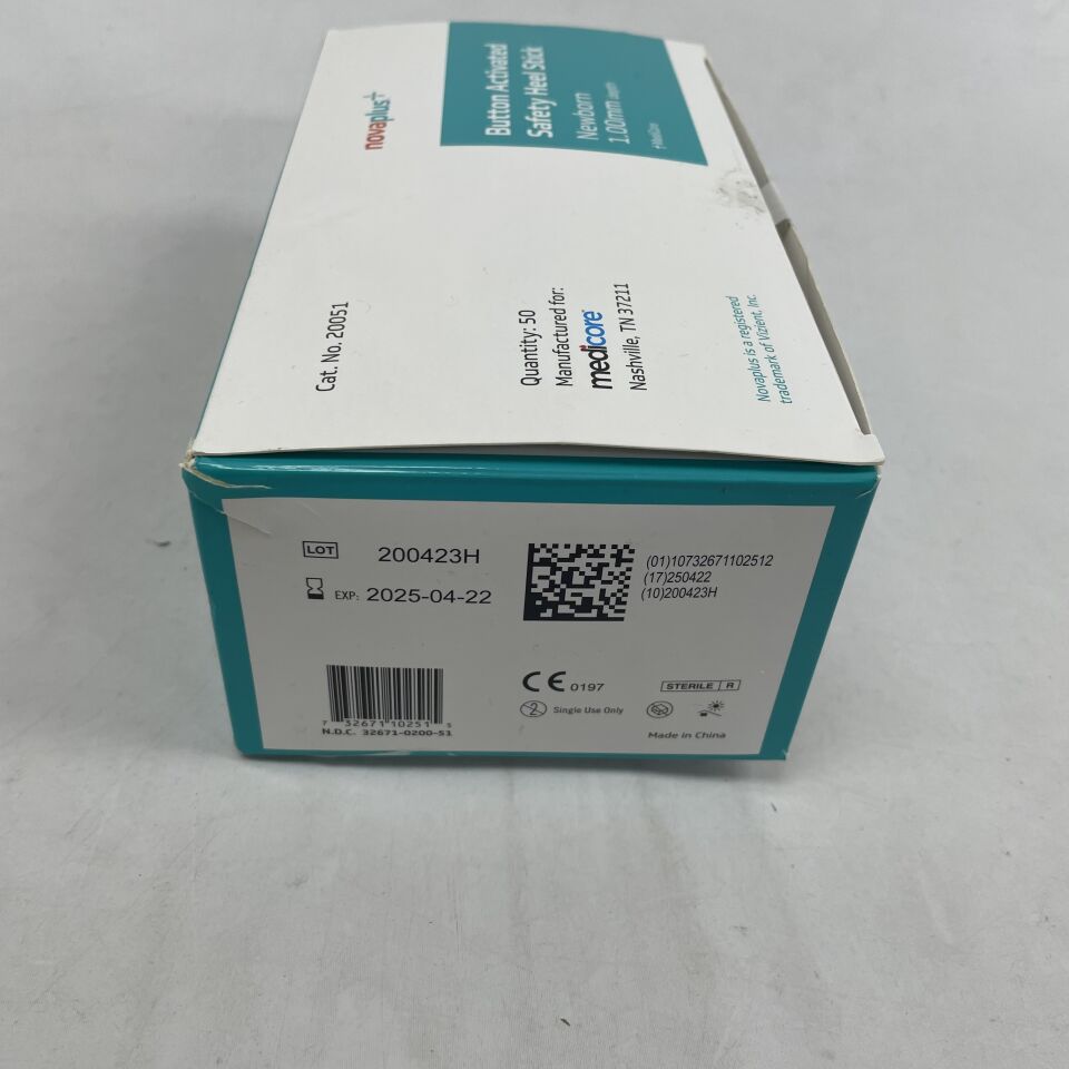 20051 - NOVAPLUS - Newborn Button Activated Safety Heel-Stick Lancet , ( BX/49 ) - ( Expiry Date : 2025-04-22 )