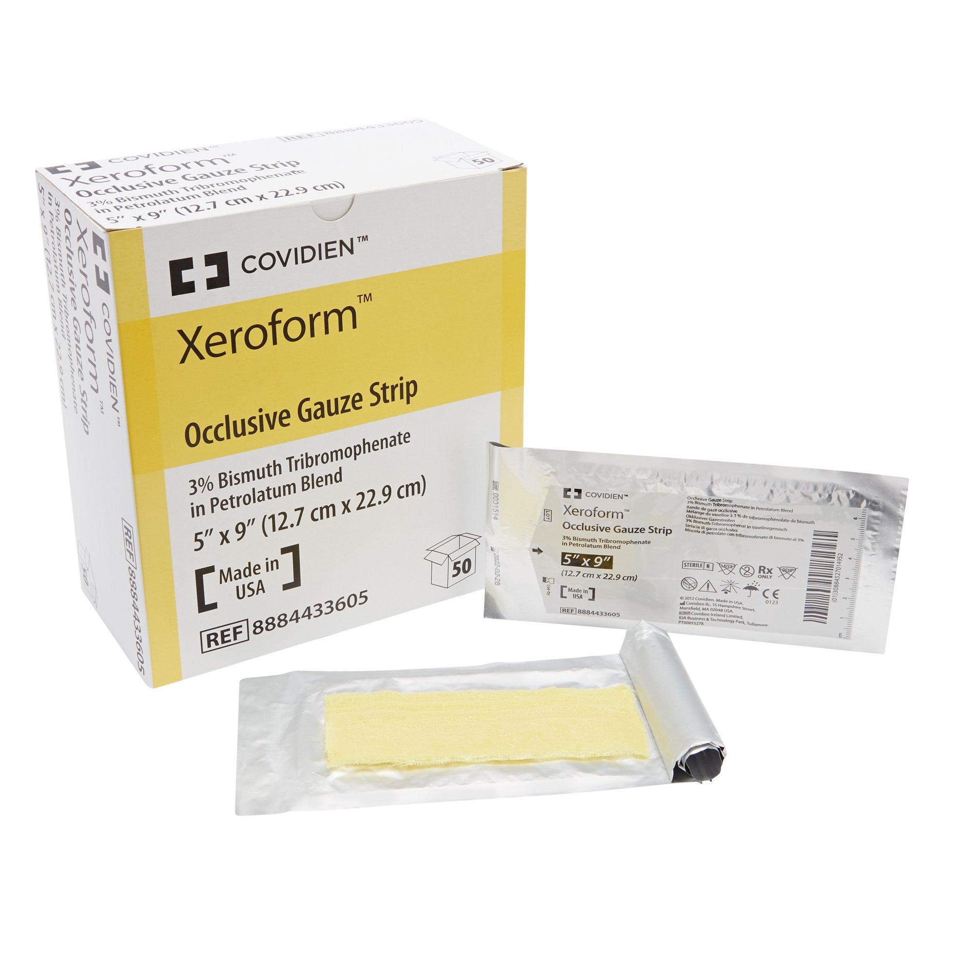 163166 - Xeroform - Xeroform Occlusive Xeroform Petrolatum Impregnated Dressing Strip 5 X 9 in Sterile, Case of 200, (CS)