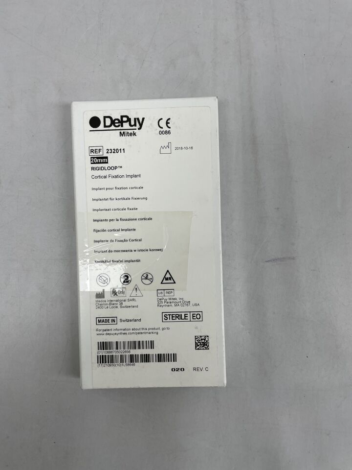 232011 - DEPUY MITEK - RIGIDLOOP Cortical Fixation Implant, 20mm, (BX/1) - ( Expiry Date: 2021-09-30 )