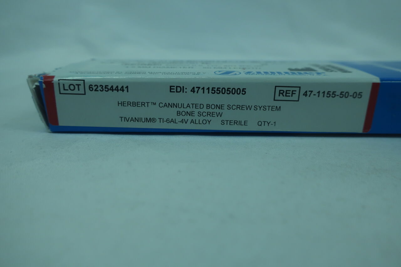 47-1155-50-05 - ZIMMER - Herbert Cannulated Bone screw system, bone screw 4.5mm dia, 50mm length, Tivanium Ti-6AI-4V Alloy, (BX/1) - ( Expiry Date: 2023-04-01 )