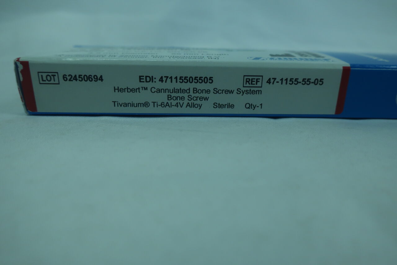 47-1155-55-05 - ZIMMER - Herbert cannulated bone screw system, Bone screw 4.5mm dia, 55mm length, Tivanium Ti-6AI-4V Alloy, (BX/1) - ( Expiry Date: 2023-09-01 )