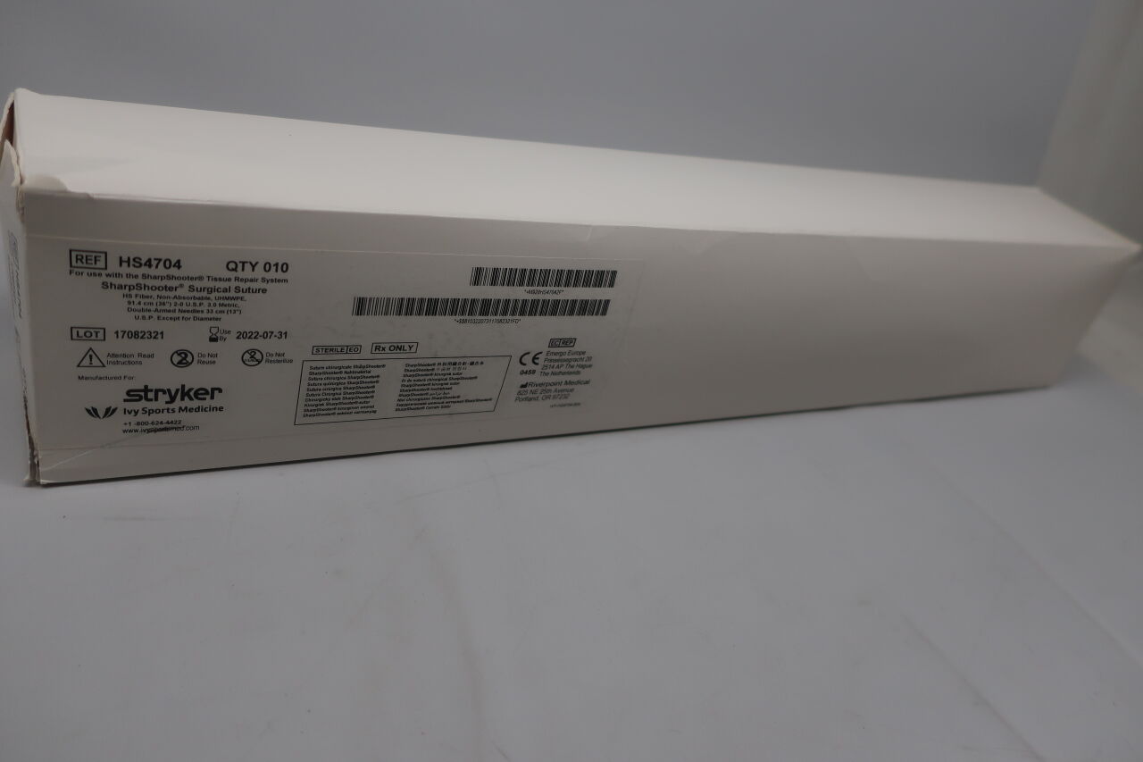 HS4704 - STRYKER - SharpShooter UHMWPE Suture 36" Double-Armed 13" Needles - Braided, High-Strength, () - ( Expiry Date: 2022-09-30 )