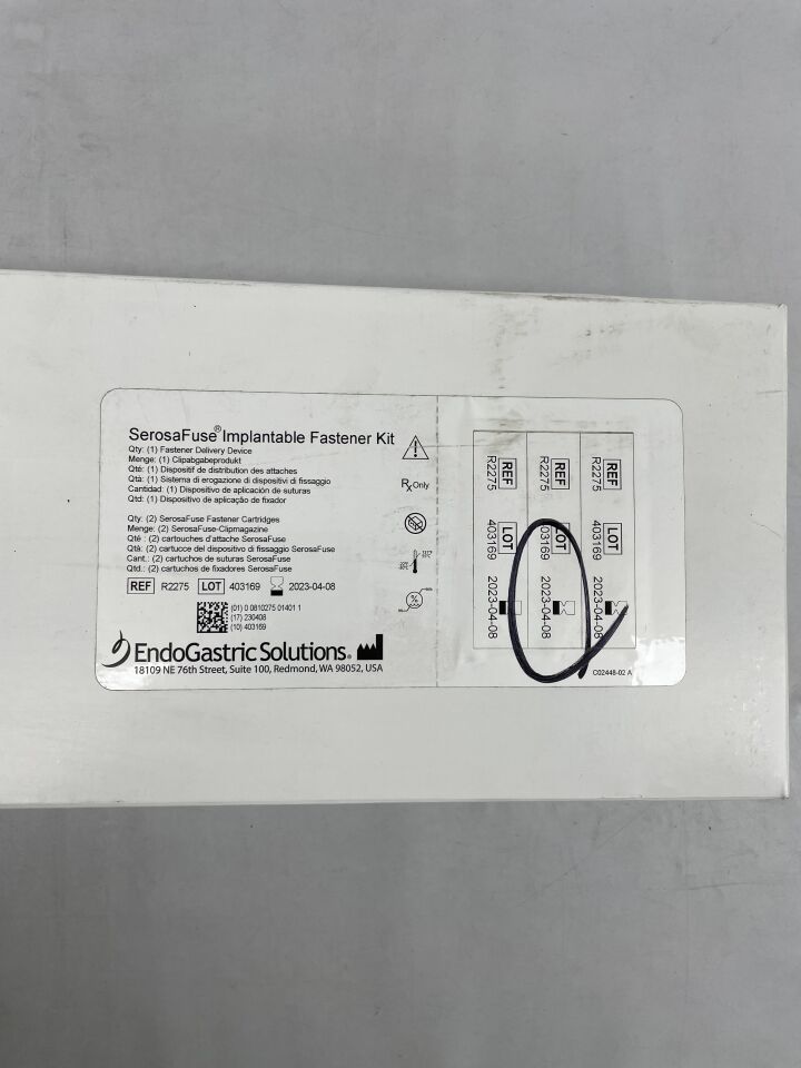R2275 - ENDOGASTRIC SOLUTIONS - SerosaFuse Implantable Fastener Kit Single kit, with 1 Fastener Delivery Device and 1 SerosaFuse Fastener Cartridge, () - ( Expiry Date: 2023-04-08 )