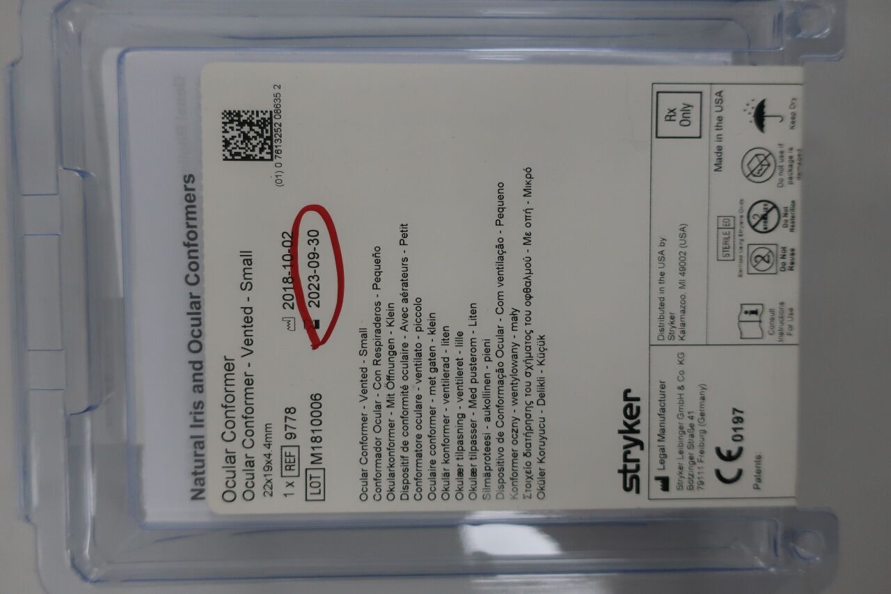 9778 - STRYKER - Small Ocular Conformer Vented, Small, 4.4 Thickness, 19 X 22 mm Dimensions, (EA) - ( Expiry Date: 2023-09-30 )