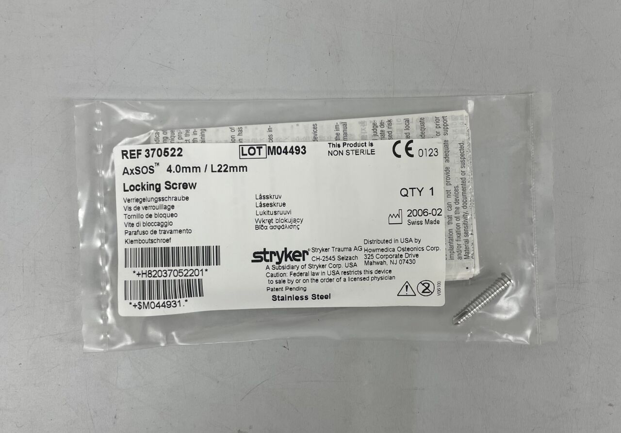 370522 - STRYKER - AxSOS 4.0mm/L22mm locking screw, () - ( Expiry Date: 2099-12-31 )