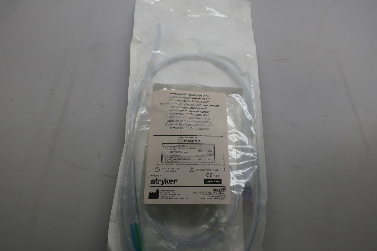 220-180-540 - STRYKER - InfraVision Esophageal Kit 56Fr size, with 1 four-lumen round tip esophageal catheter, 1 emitting fiber bundle, 1 multi-ad fluid dispensing system, (EA) - ( Expiry Date: 2020-01-01 )