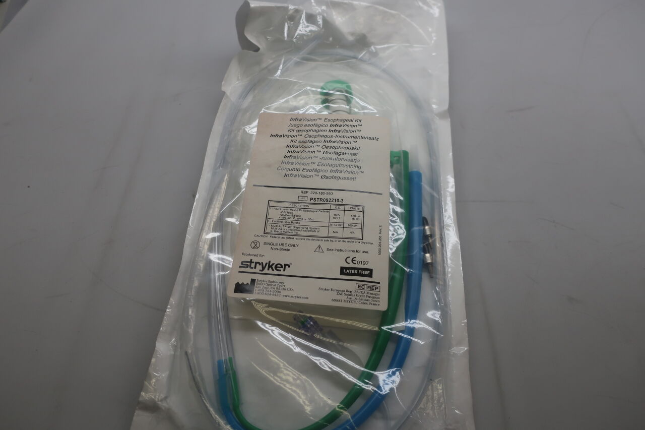 220-180-560 - STRYKER - InfraVision Esophageal Kit 60Fr size, with 1 four-lumen round tip esophageal catheter, 1 emitting fiber bundle, 1 multi-ad fluid dispensing system, (EA) - ( Expiry Date: 2020-01-01 )
