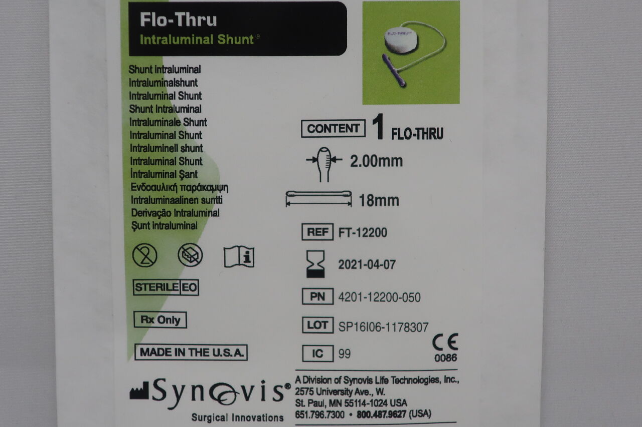 FT-12200 - SYNOVIS - Flo-Thru Intraluminal Shunt 2mm x 18mm, () - ( Expiry Date: 2021-04-07 )