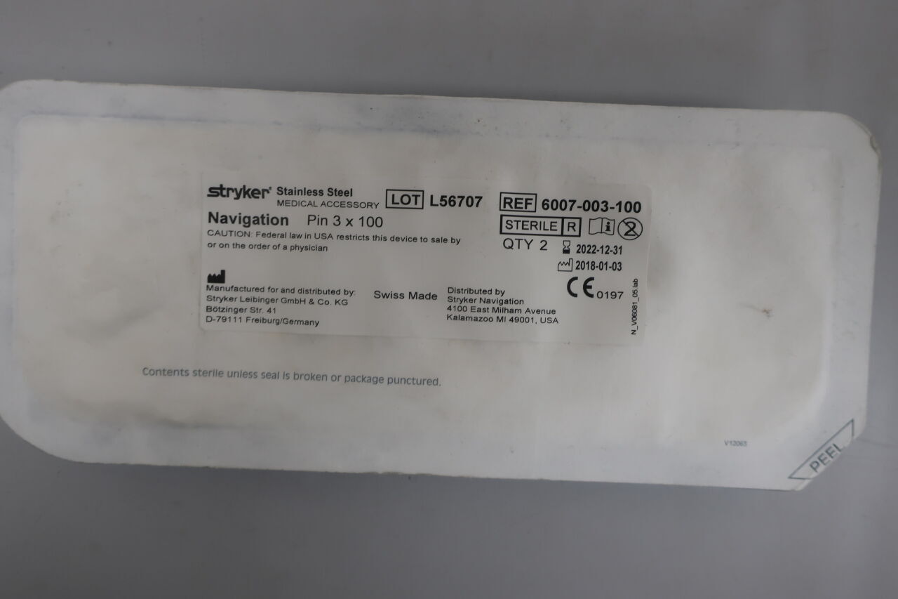 6007-003-100 - STRYKER - Navigation pin, 3 x 100mm, stainless steel, (EA) - ( Expiry Date: 2022-10-31 )
