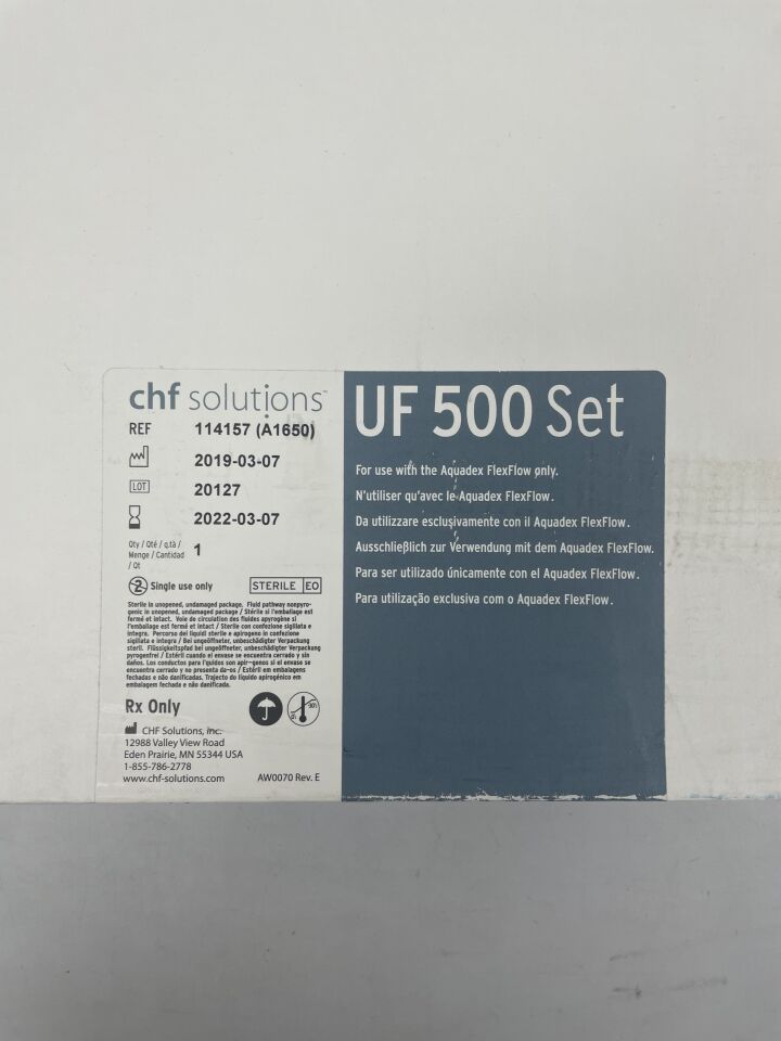 114157 - CHF - UF 500 Blood Circuit Set for Aquadex System, (BX/1) - ( Expiry Date: 2022-03-07 )