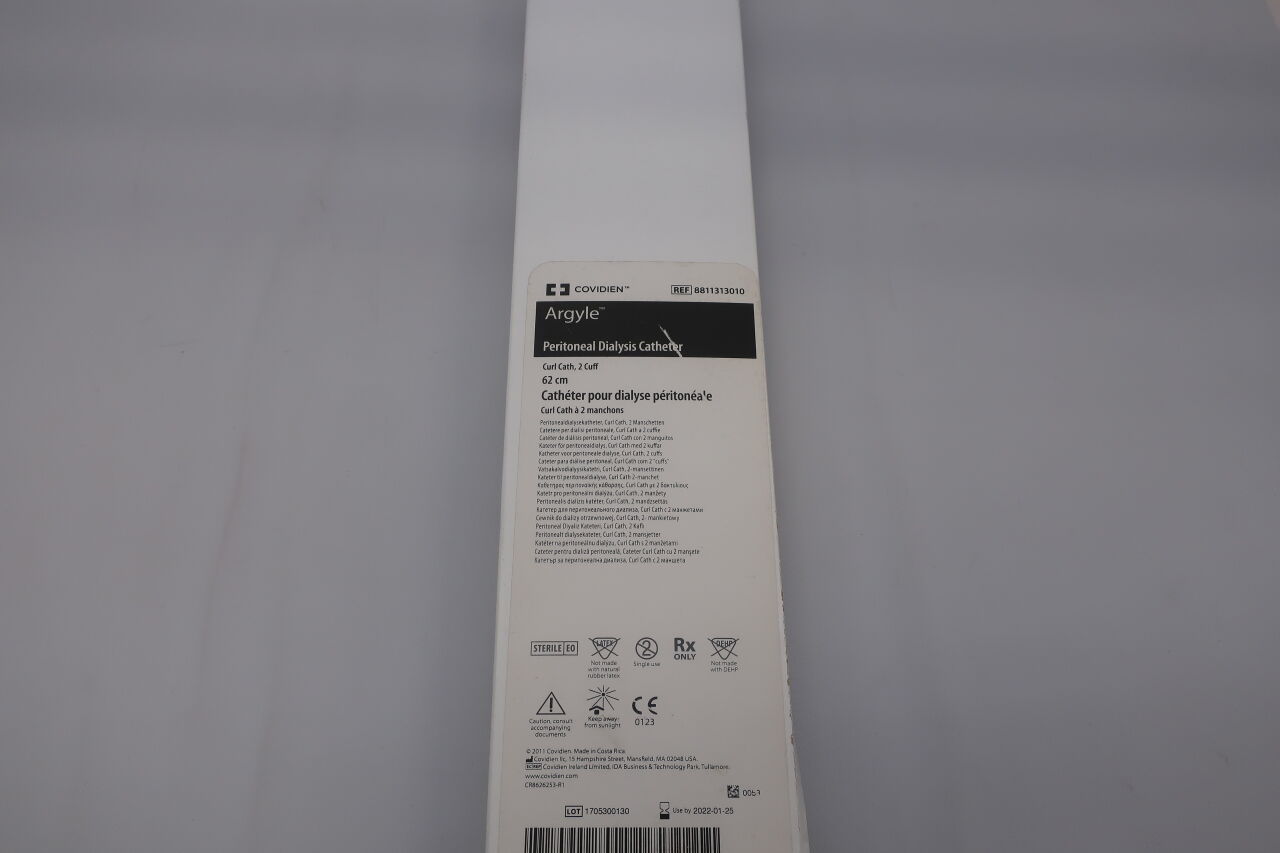 8811313010 - COVIDIEN - Argyle Peritoneal Dialysis Catheter, Curl Cath, 2 Cuffs, 62 cm Length, (BX/1) - ( Expiry Date: 2023-08-14 )