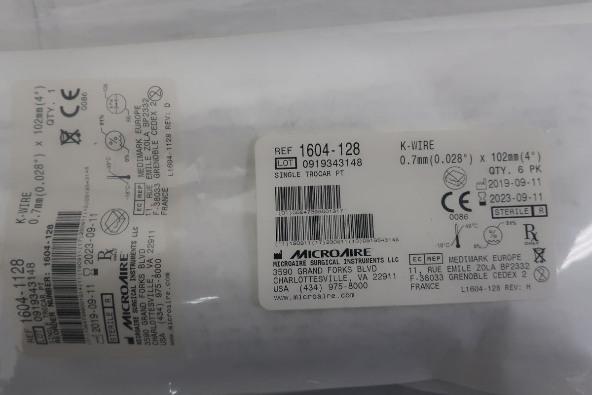 1604-1128 - MICRO-AIRE - K-Wire Single Trocar PT, 0.7mm x 102mm, (EA)