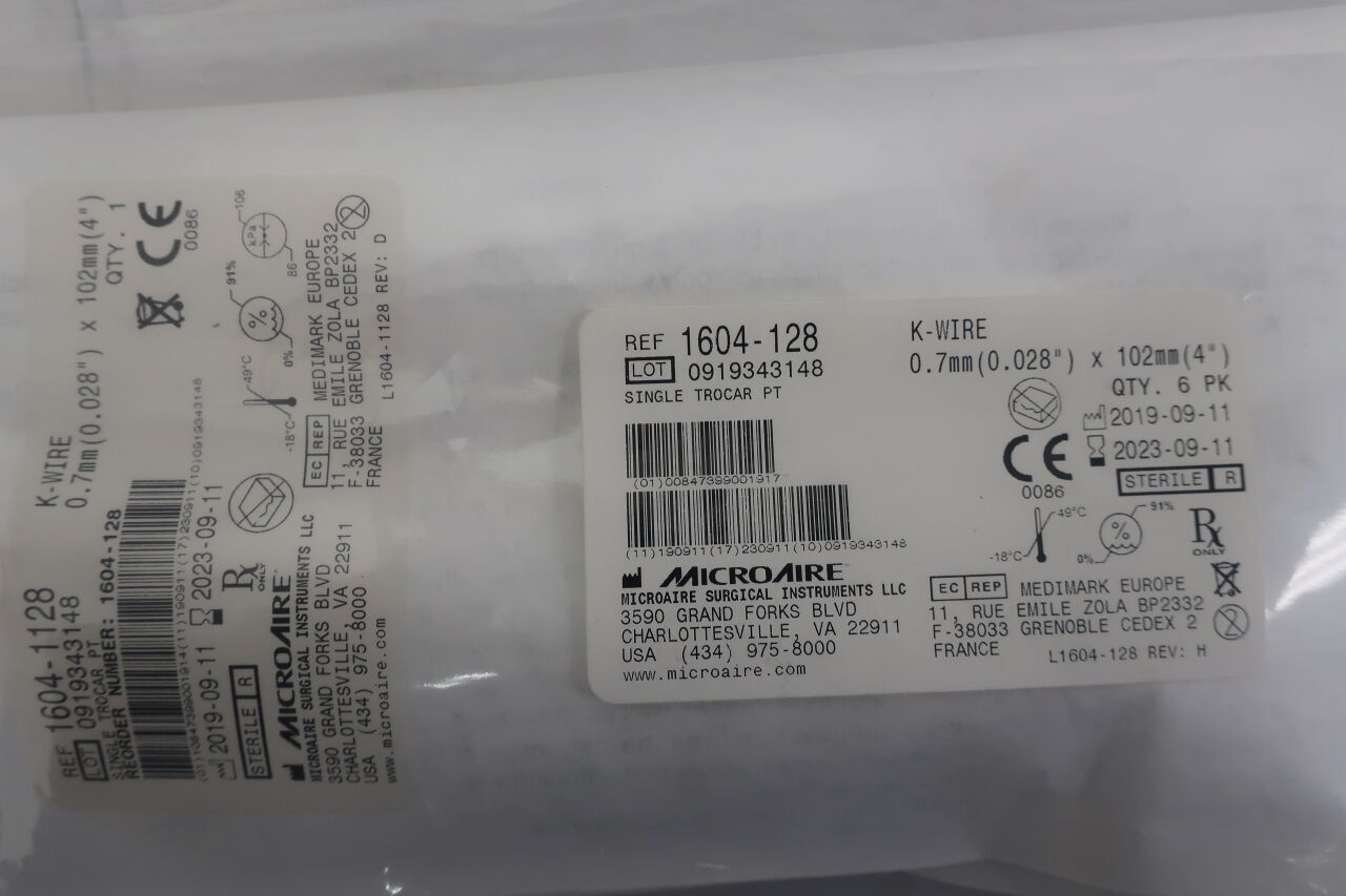 1604-1128 - MICRO-AIRE - K-Wire Single Trocar PT, 0.7mm x 102mm , (EA) - ( Expiry Date: 2022-04-13 )
