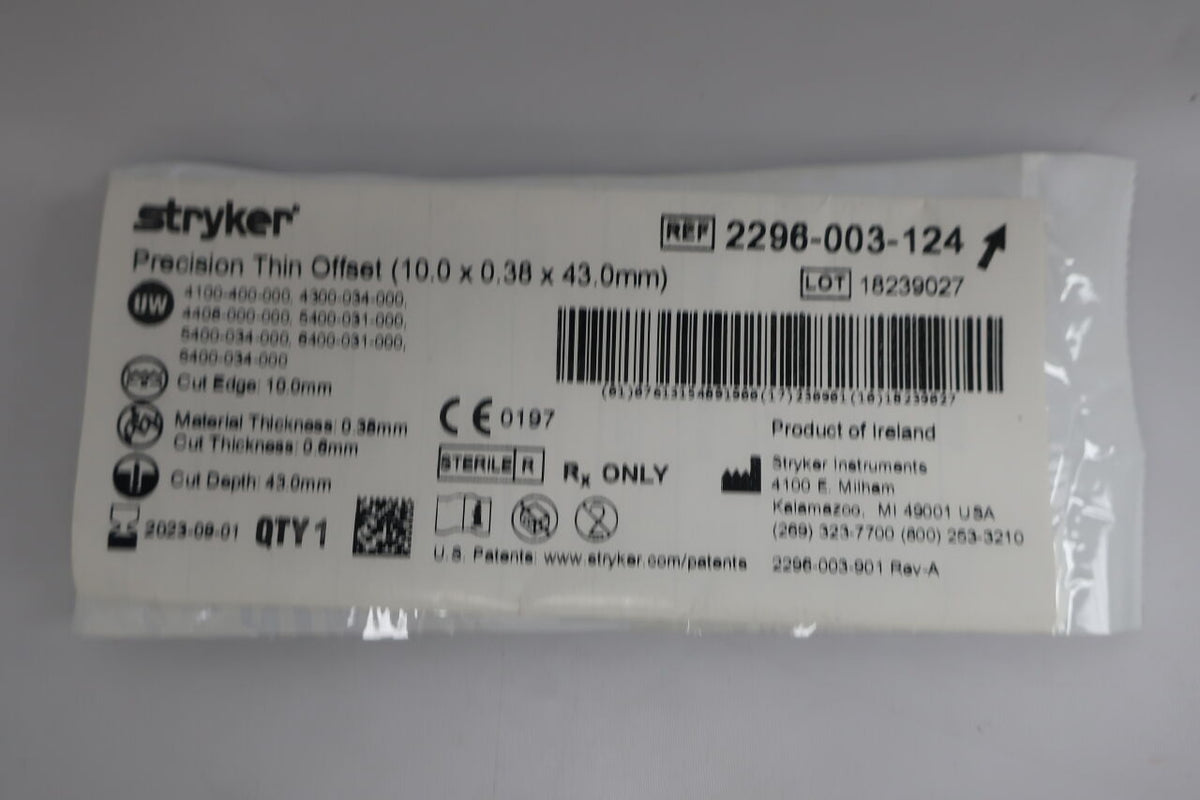 2296-003-124 - STRYKER - Precision Thin Offset (10.0 x 0.38 x 43.0mm), ()