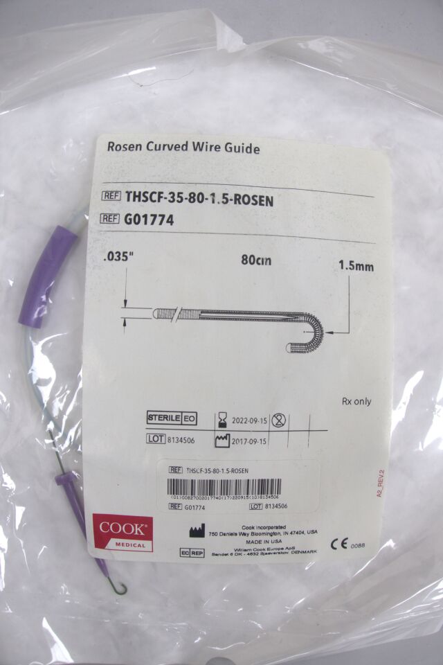 G01774 - COOK - Rosen Curved Wire Guide, 0.035" X 80CM, 1.5MM J, (EA) - ( Expiry Date: 2022-10-03 )