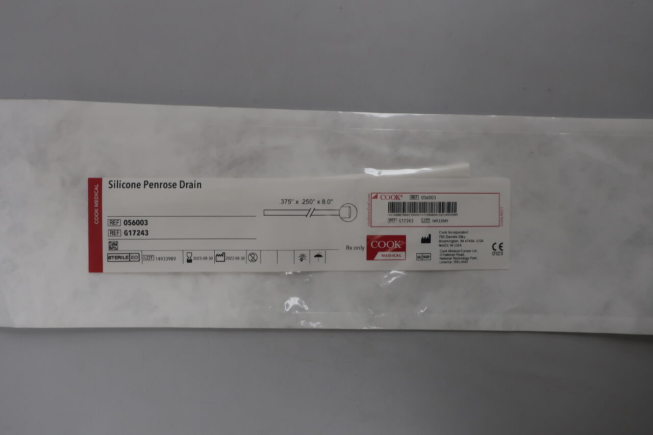 G17243 - COOK - Silicone Penrose Drain, 0.375" x 0.250" x 8.0", (EA) - ( Expiry Date: 2023-10-14 )