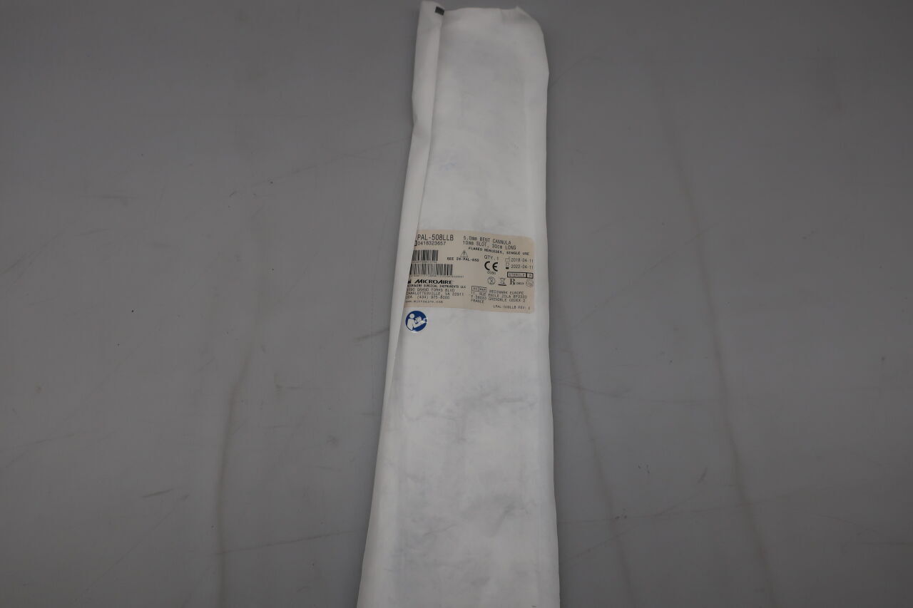 PAL-508LLB - MICRO-AIRE - Flared Mercedes Bent cannula, 5mm, 10mm slot, 30cm long, (EA) - ( Expiry Date: 2022-11-26 )