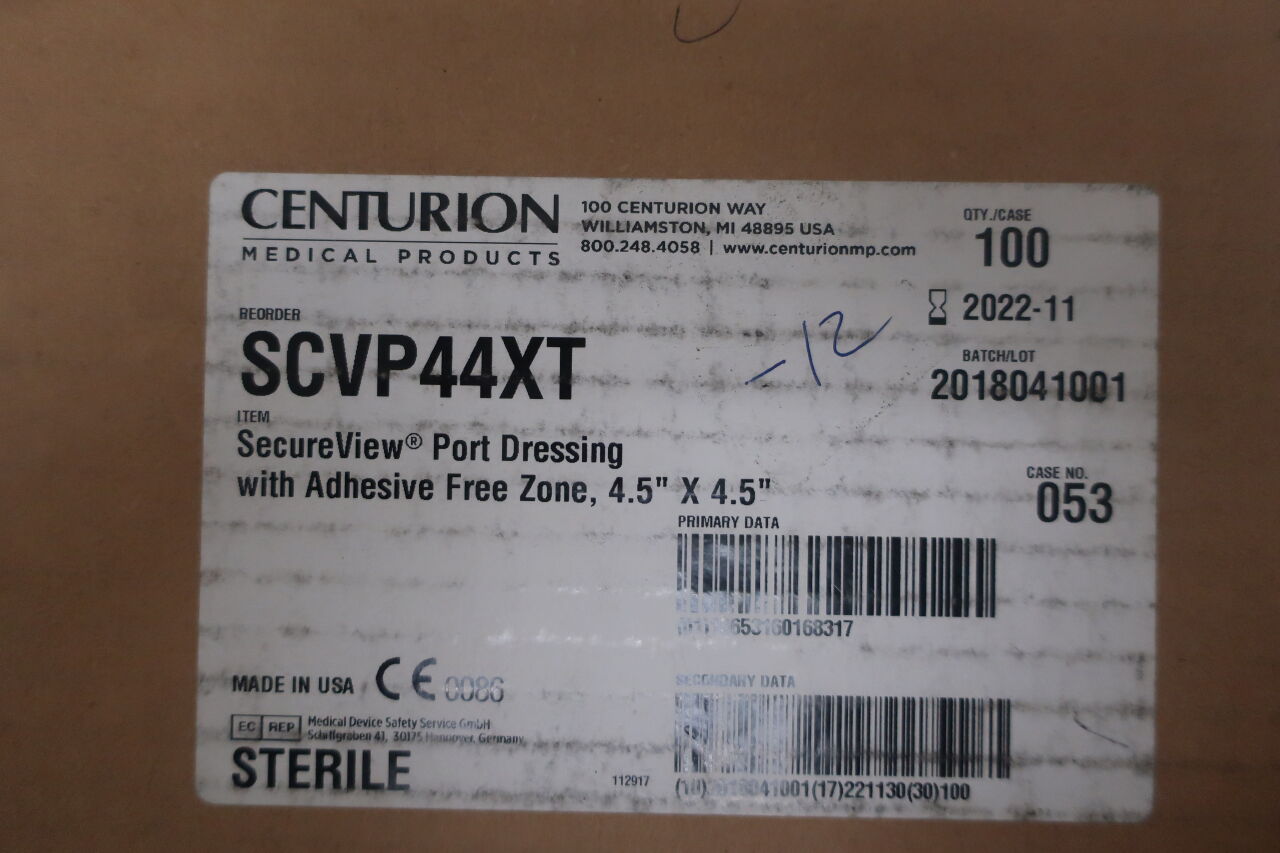 SCVP44XT - CENTURION MEDICAL - SECUREVIEW Port Dressing, 4.5' x 4.5', Adhesive free zone, (EA) - ( Expiry Date: 2022-11-01 )