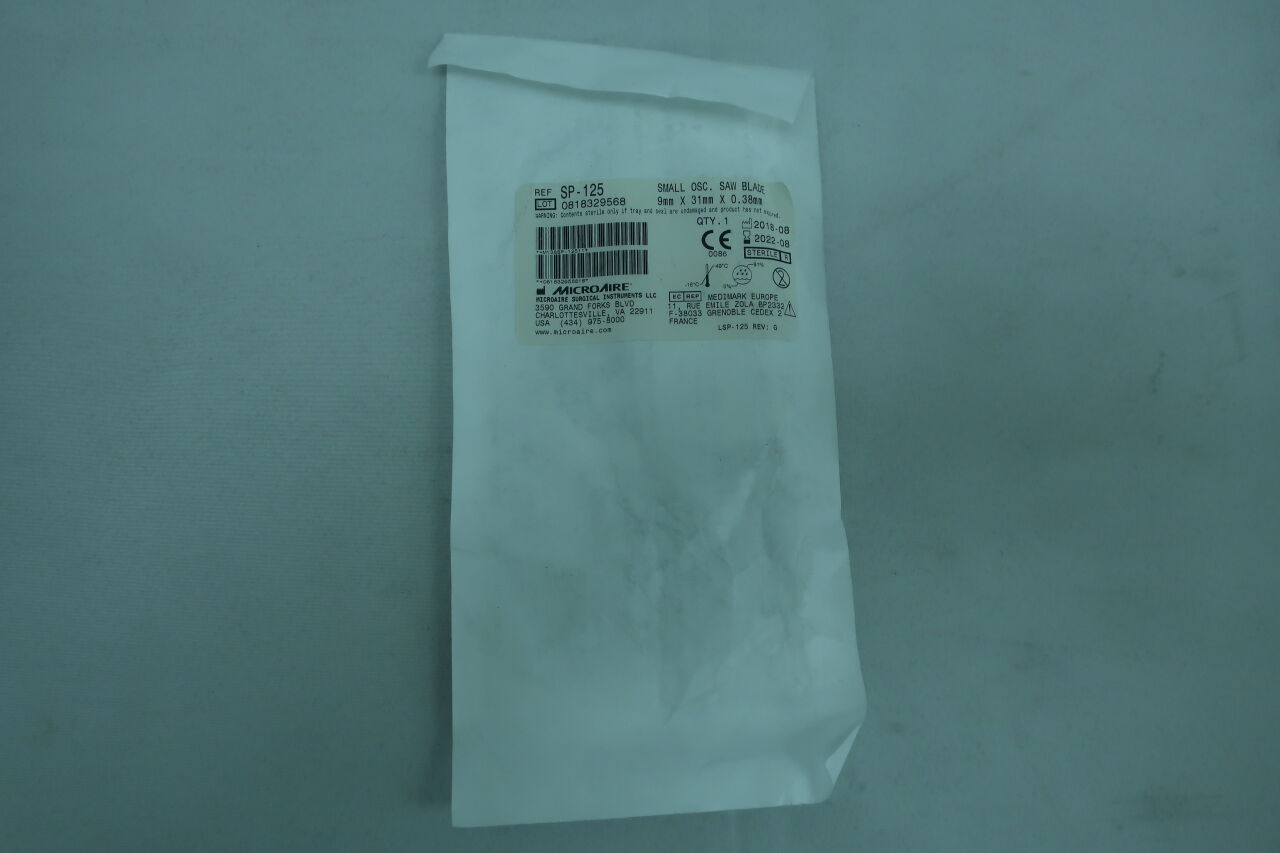 SP-125 - MICRO-AIRE - Small Osc. Saw Blade, 9mm x 31mm x 0.38mm, (EA) - ( Expiry Date: 2022-08-01 )