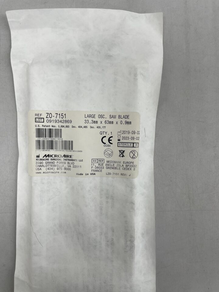 ZO-7151 - MICRO-AIRE - LARGE Oscillating SAW BLADE, 33.3mm x 63mm x 0.9mm, (EA) - ( Expiry Date: 2023-09-02 )