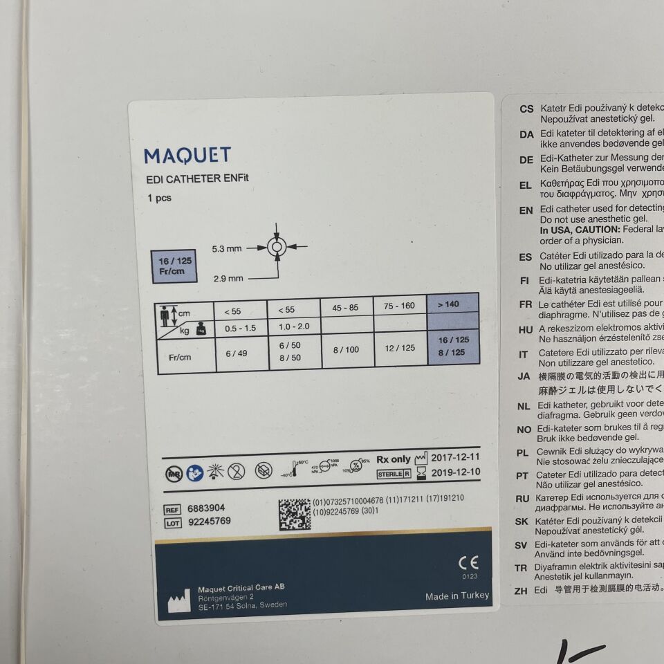 6883904 - MAQUET - Edi Catheter ENFit 16Fr/125 cm, (BX/1) - ( Expiry Date: 2019-12-10 )